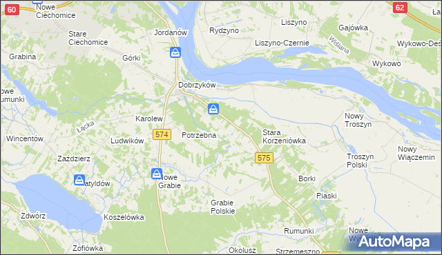 mapa Nowa Korzeniówka, Nowa Korzeniówka na mapie Targeo