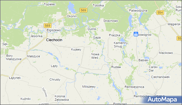 mapa Nowa Wieś gmina Ciechocin, Nowa Wieś gmina Ciechocin na mapie Targeo