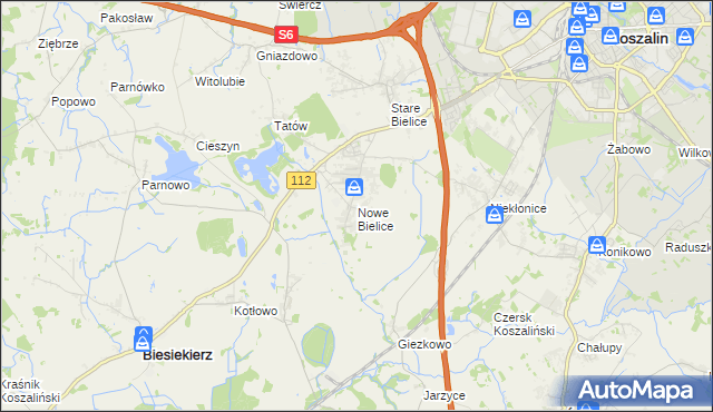 mapa Nowe Bielice, Nowe Bielice na mapie Targeo