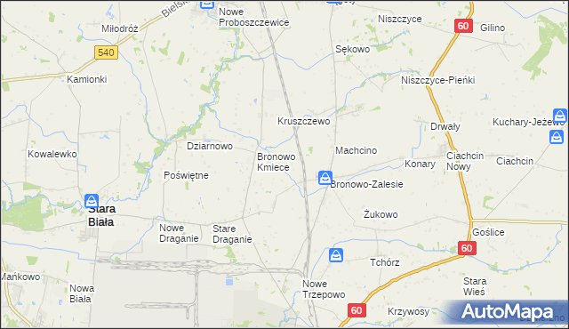 mapa Nowe Bronowo, Nowe Bronowo na mapie Targeo