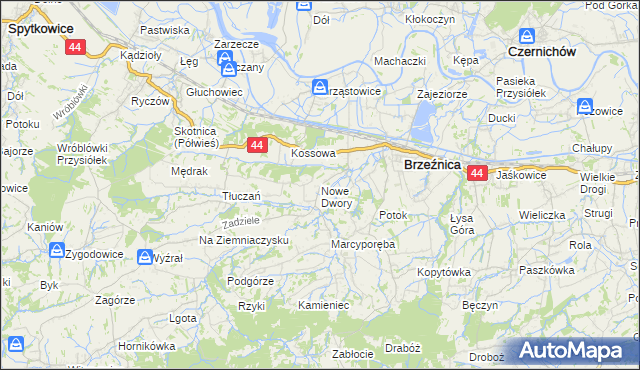 mapa Nowe Dwory gmina Brzeźnica, Nowe Dwory gmina Brzeźnica na mapie Targeo