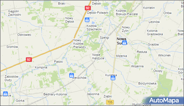 mapa Nowe Kęszyce, Nowe Kęszyce na mapie Targeo