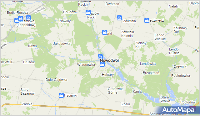 mapa Nowodwór powiat rycki, Nowodwór powiat rycki na mapie Targeo