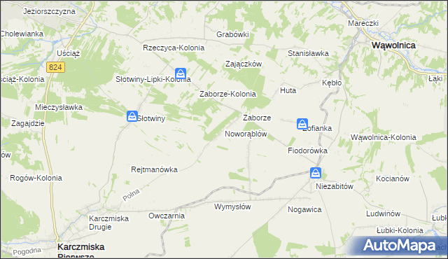 mapa Noworąblów, Noworąblów na mapie Targeo