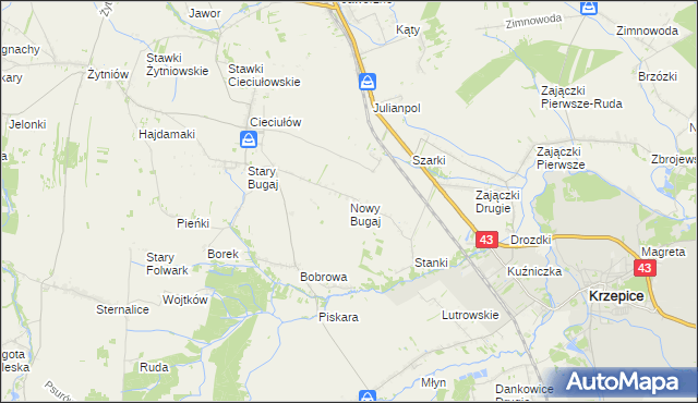 mapa Nowy Bugaj, Nowy Bugaj na mapie Targeo