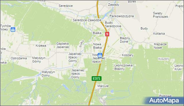 mapa Nowy Jasieniec Iłżecki, Nowy Jasieniec Iłżecki na mapie Targeo