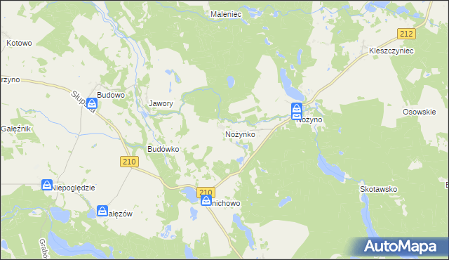 mapa Nożynko, Nożynko na mapie Targeo