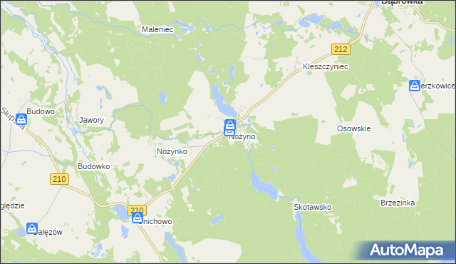 mapa Nożyno, Nożyno na mapie Targeo