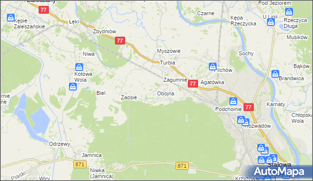 mapa Obojna, Obojna na mapie Targeo