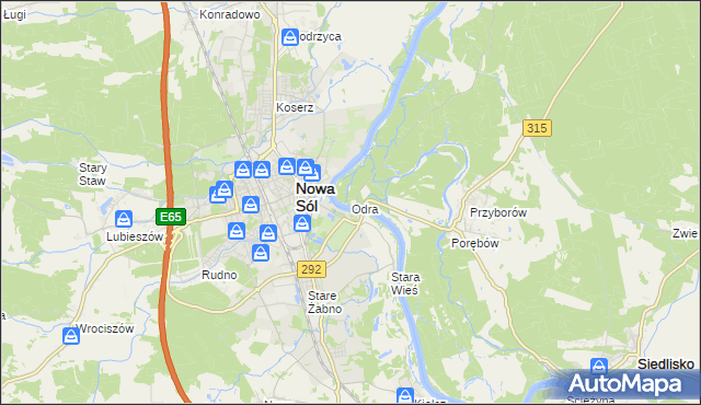 mapa Odra gmina Nowa Sól, Odra gmina Nowa Sól na mapie Targeo