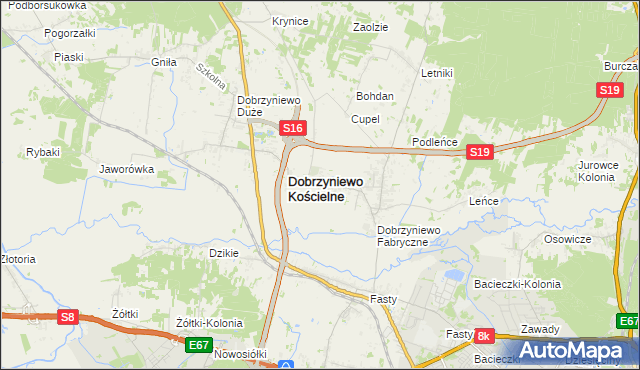 mapa Ogrodniki gmina Dobrzyniewo Duże, Ogrodniki gmina Dobrzyniewo Duże na mapie Targeo
