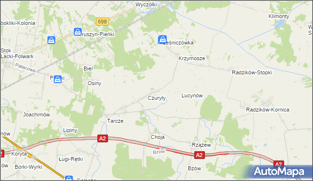 mapa Olędy gmina Zbuczyn, Olędy gmina Zbuczyn na mapie Targeo