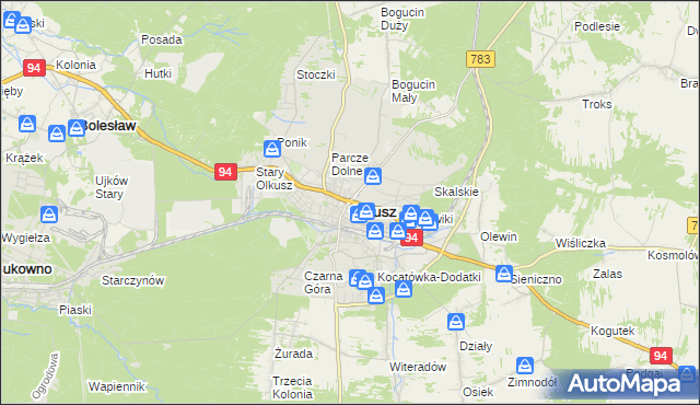 mapa Olkusz, Olkusz na mapie Targeo