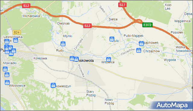 mapa Opoka gmina Końskowola, Opoka gmina Końskowola na mapie Targeo