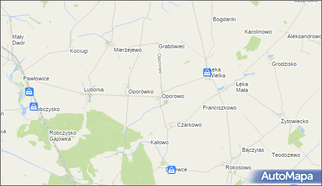 mapa Oporowo gmina Krzemieniewo, Oporowo gmina Krzemieniewo na mapie Targeo