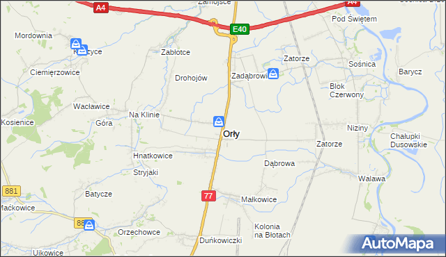 mapa Orły powiat przemyski, Orły powiat przemyski na mapie Targeo