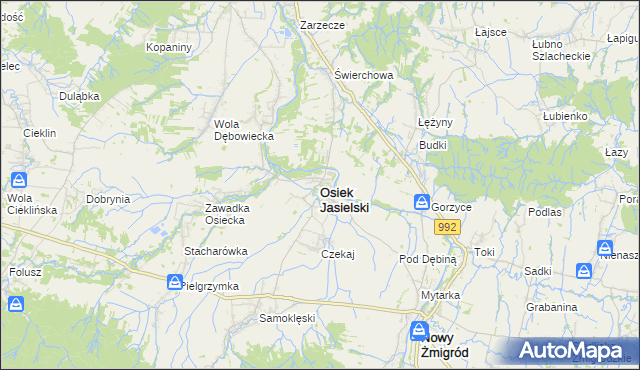 mapa Osiek Jasielski, Osiek Jasielski na mapie Targeo