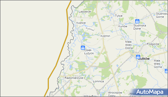 mapa Osiek Łużycki, Osiek Łużycki na mapie Targeo