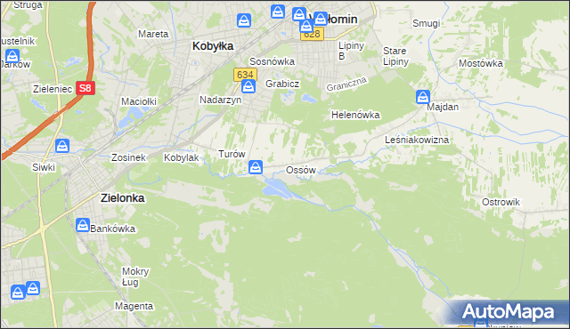 mapa Ossów, Ossów na mapie Targeo