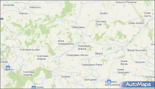 mapa Ostaszewo Wielkie, Ostaszewo Wielkie na mapie Targeo