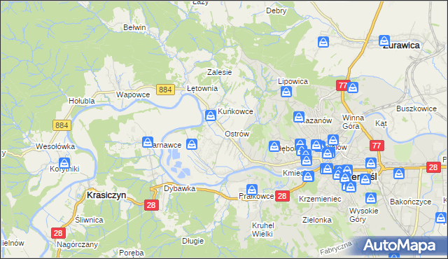 mapa Ostrów gmina Przemyśl, Ostrów gmina Przemyśl na mapie Targeo