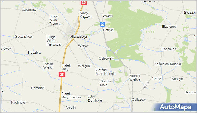 mapa Ostrówek gmina Stawiszyn, Ostrówek gmina Stawiszyn na mapie Targeo