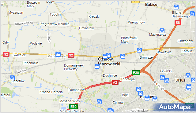 mapa Ożarów Mazowiecki, Ożarów Mazowiecki na mapie Targeo