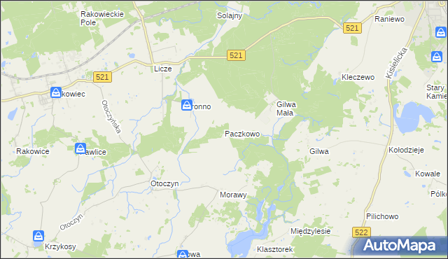 mapa Paczkowo gmina Kwidzyn, Paczkowo gmina Kwidzyn na mapie Targeo