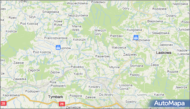 mapa Pasierbiec, Pasierbiec na mapie Targeo