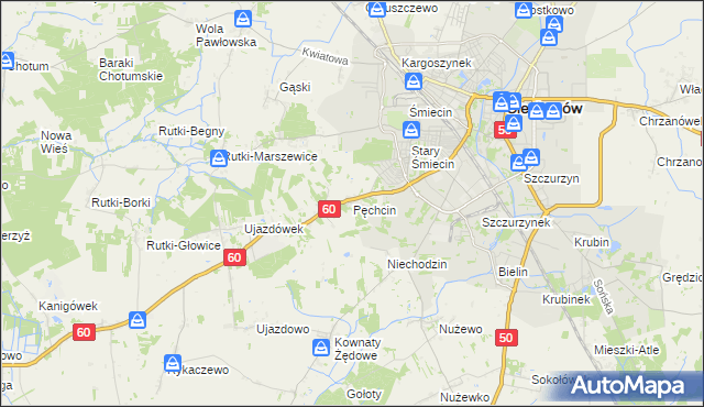 mapa Pęchcin, Pęchcin na mapie Targeo