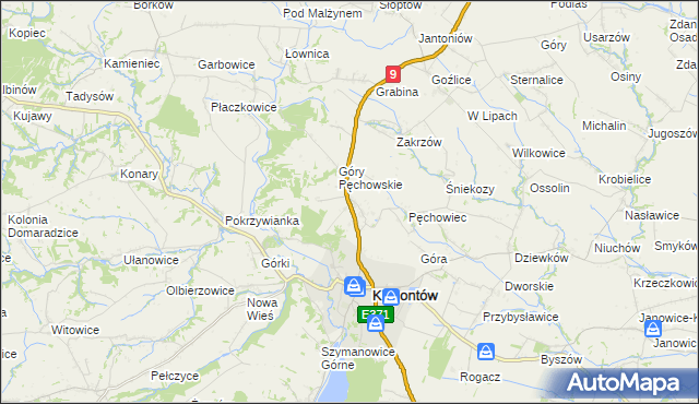 mapa Pęchów, Pęchów na mapie Targeo