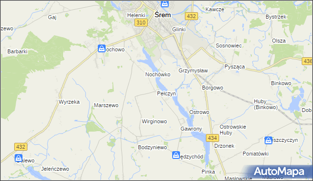 mapa Pełczyn gmina Śrem, Pełczyn gmina Śrem na mapie Targeo