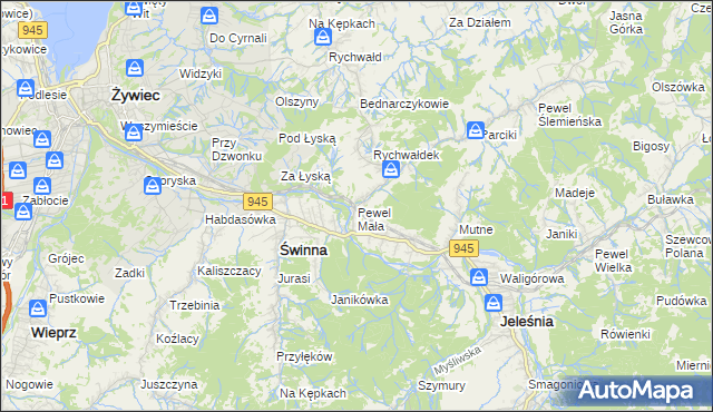 mapa Pewel Mała, Pewel Mała na mapie Targeo