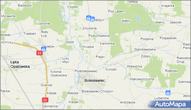 mapa Piaski gmina Bolesławiec, Piaski gmina Bolesławiec na mapie Targeo