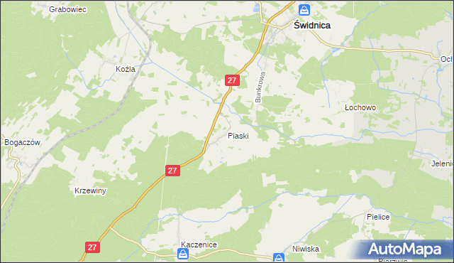 mapa Piaski gmina Świdnica, Piaski gmina Świdnica na mapie Targeo