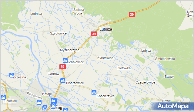 mapa Piastowice gmina Lubsza, Piastowice gmina Lubsza na mapie Targeo