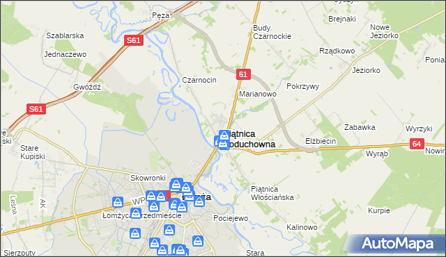 mapa Piątnica Poduchowna, Piątnica Poduchowna na mapie Targeo