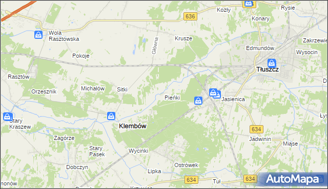 mapa Pieńki gmina Klembów, Pieńki gmina Klembów na mapie Targeo