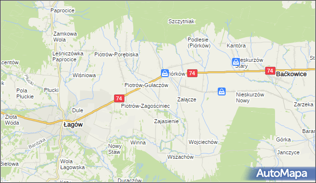 mapa Piórków-Kolonia, Piórków-Kolonia na mapie Targeo