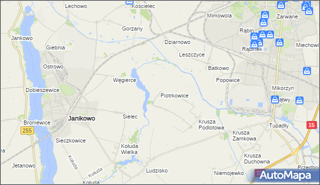 mapa Piotrkowice gmina Inowrocław, Piotrkowice gmina Inowrocław na mapie Targeo