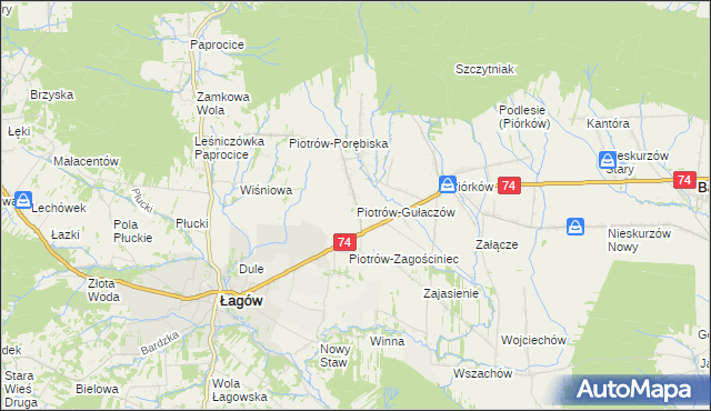 mapa Piotrów-Gułaczów, Piotrów-Gułaczów na mapie Targeo