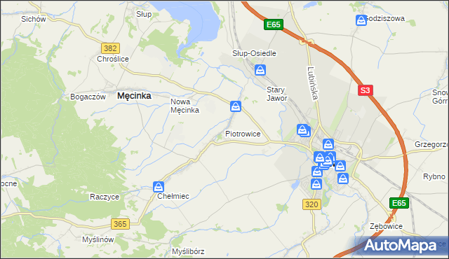 mapa Piotrowice gmina Męcinka, Piotrowice gmina Męcinka na mapie Targeo