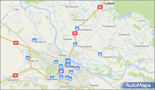 mapa Pisarzowice gmina Lubsza, Pisarzowice gmina Lubsza na mapie Targeo