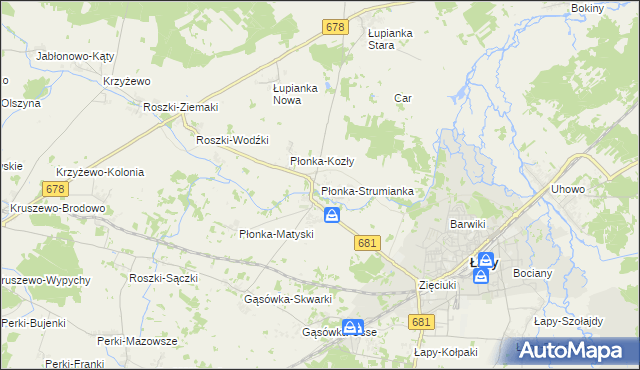mapa Płonka-Strumianka, Płonka-Strumianka na mapie Targeo
