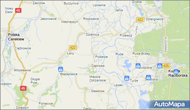 mapa Podlesie gmina Cisek, Podlesie gmina Cisek na mapie Targeo