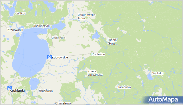 mapa Podleśne gmina Kruklanki, Podleśne gmina Kruklanki na mapie Targeo