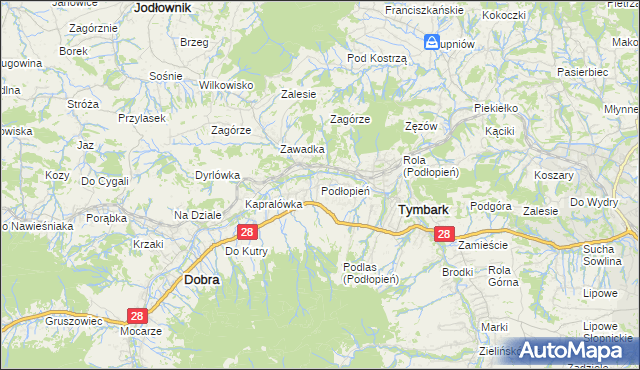 mapa Podłopień, Podłopień na mapie Targeo