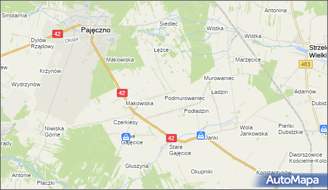 mapa Podmurowaniec, Podmurowaniec na mapie Targeo