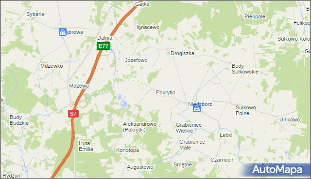 mapa Pokrytki, Pokrytki na mapie Targeo