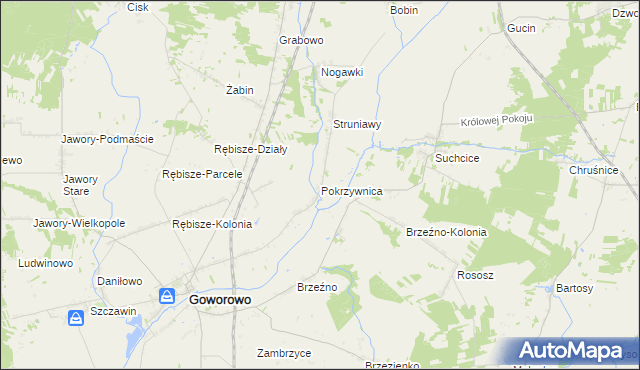 mapa Pokrzywnica gmina Goworowo, Pokrzywnica gmina Goworowo na mapie Targeo